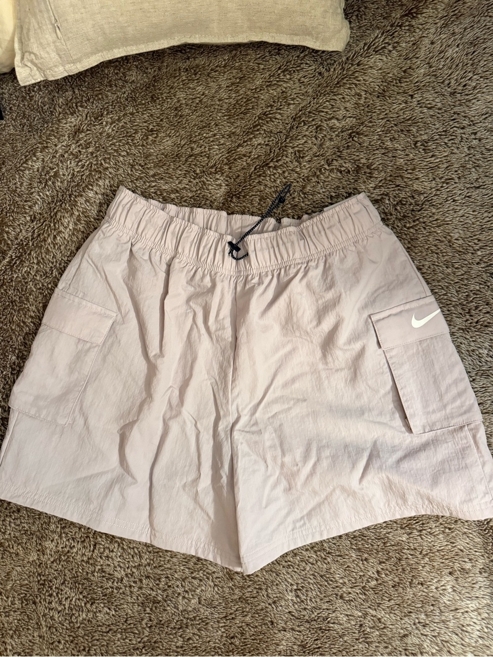 Nike Women's Pale Pink Cargo Shorts with Drawstring Waist